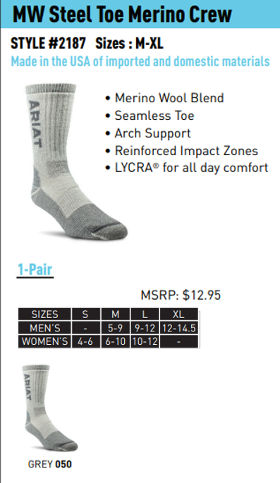 Medium Weight Merino Wool Crew Boot Sock